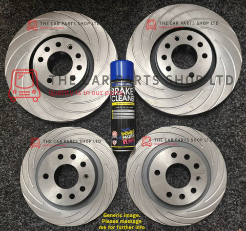 FOR AUDI A4 MK3 TDI S-LINE GROOVED FRONT AND REAR BRAKE DISCS & BRAKE CLEANER