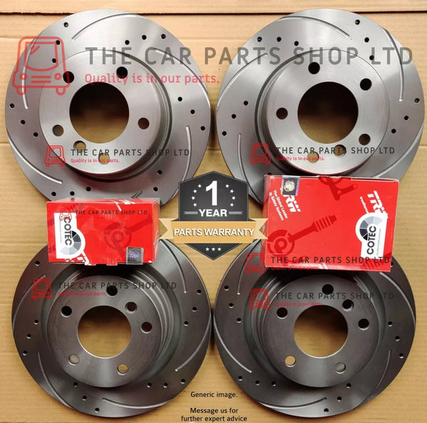 TO FIT AUDI A4 MK3 S-LINE 04-08 DRILLED GROOVED FRONT REAR DISCS + TRW PADS NEW