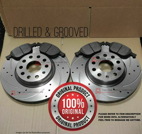 FOR BMW 118D E87 MSPORT DRILLED GROOVED FRONT DISCS + PADS AND SENSOR NEW
