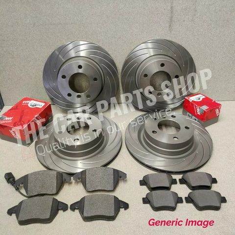 FOR AUDI A4 MK3 TDI S-LINE SLOTTED / GROOVED FRONT REAR BRAKE DISCS + TRW PADS