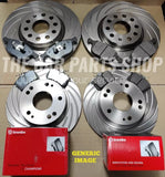 FOR VW GOLF R MK7 2013> FRONT REAR DRILLED GROOVED DISCS & BREMBO BRAKE PADS OE