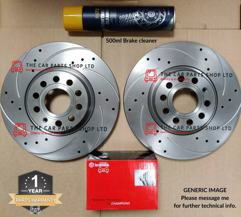FITS AUDI A4 MK3 TDI S-LINE REAR BREMBO DRILLED & GROOVED DISCS WITH BREMBO PADS