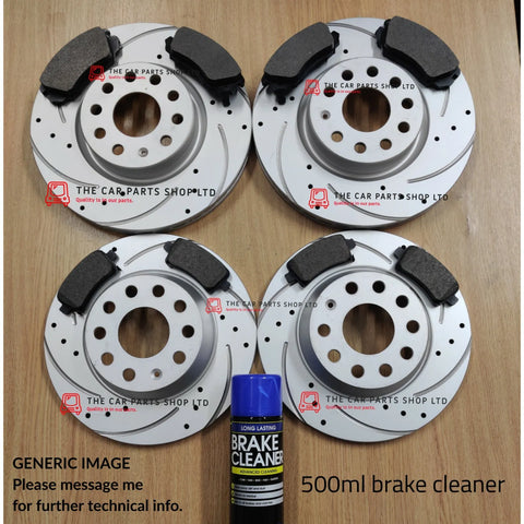 FOR VW CADDY MK3 2.0 2004-2012 DRILLED & GROOVED FRONT REAR BRAKE DISCS & PADS