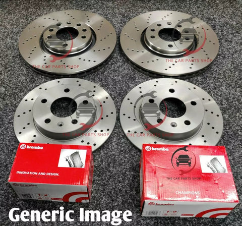 FOR AUDI A4 MK3 TDI S-LINE FRONT REAR CROSS DRILLED DISCS & BREMBO PADS