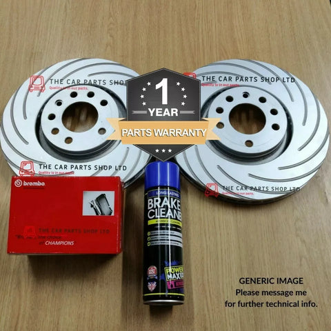 FOR VW CADDY MK3 2.0 2004-2012 GROOVED REAR BRAKE DISCS 256MM AND BREMBO PADS