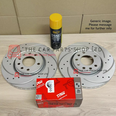 FOR SKODA FABIA TDI VRS MK1 FRONT COATED DRILLED & GROOVED DISCS + TRW PADS