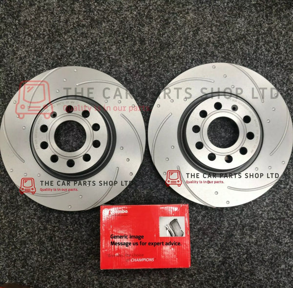 FOR VW PASSAT CC 2.0 TDI MK5 REAR DIMPLED GROOVED DISCS WITH NEW BREMBO PADS
