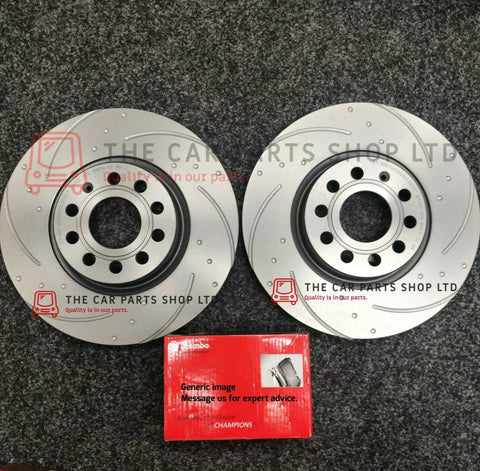 FOR VW PASSAT CC 2.0 TDI MK5 REAR DIMPLED GROOVED DISCS WITH NEW BREMBO PADS