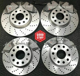 FOR VW GOLF R MK7 2013> FRONT AND REAR DRILLED DISCS AND PADS