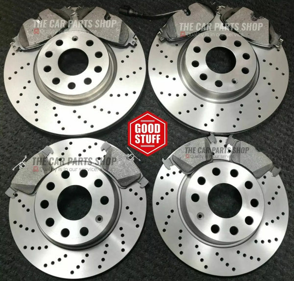 FOR VW GOLF R MK7 2013> FRONT AND REAR DRILLED DISCS AND PADS