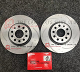 FOR VW GTI MK7 2.0 DSG REAR DIMPLED & GROOVED BREMBO DISCS & PADS OE QUALITY