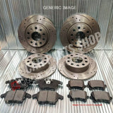 FOR VAUXHALL ASTRA H 2.0T VXR DRILLED & GROOVED FRONT REAR DISCS & PADS