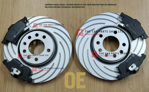 FOR VW GOLF R MK7 2013> FULLY COATED GROOVED REAR BRAKE DISCS & BRAKE PADS