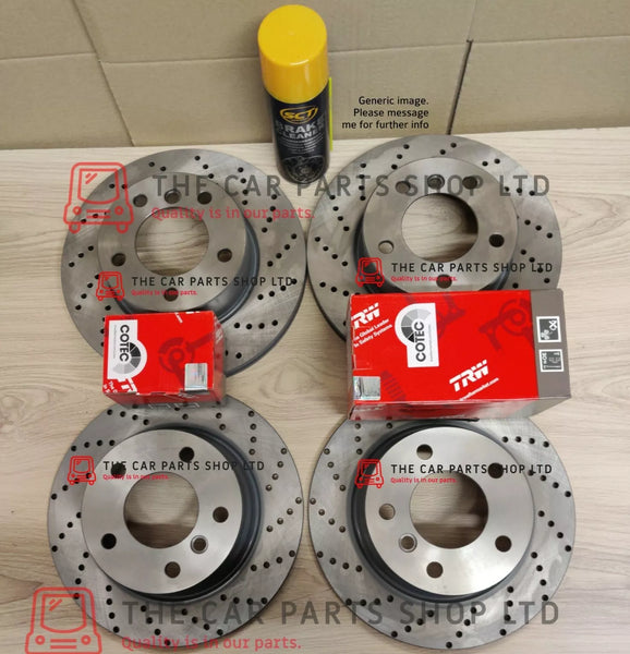 TO FIT AUDI A4 MK3 2.0 TDI S-LINE DRILLED FRONT REAR DISCS & TRW PADS