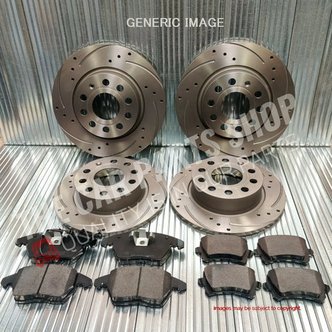 FOR VW GOLF MK6 TDI DRILLED AND GROOVED BRAKE DISCS & BRAKE PADS