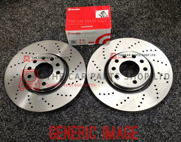 FOR BMW 120D MSPORT E82 E88 DRILLED FRONT BRAKE DISCS & BREMBO PADS AND SENSOR