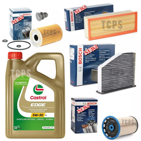 FOR VW TOURAN MK2 1.5 TSI 2015+ 5L CASTROL OIL AIR & OIL FILTER SERVICE KIT NEW