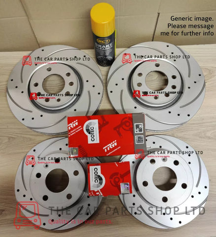FITS MINI COOPER 1.6 R50 DRILLED GROOVED FRONT & REAR DISCS & TRW PADS SENSORS
