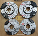 FRONT AND REAR GROOVED SLOTTED DISCS + BREMBO PADS FOR BMW 118D E87 2.0 MSPORT