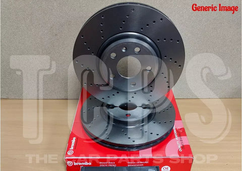 FOR VW PASSAT CC 2.0 TDI MK5 FRONT DRILLED BREMBO BRAKE DISCS PAIR HIGH QUALITY