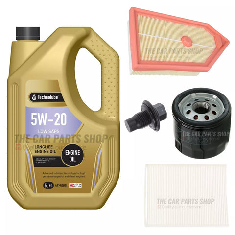 FOR FORD FIESTA 1.0 ST-LINE MK8 SERVICE KIT 5L 5W20 & AIR OIL CABIN SUMP PLUG