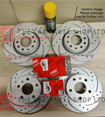 FOR AUDI A4 MK3 S-LINE DRILLED AND GROOVED FRONT REAR DISCS WITH TRW PADS OEM