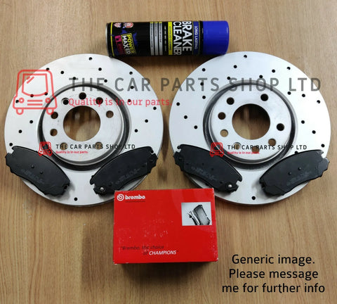 FITS MINI COOPER 1.6 R50 01-07 DRILLED FRONT BRAKE DISCS + BREMBO PADS & SENSOR