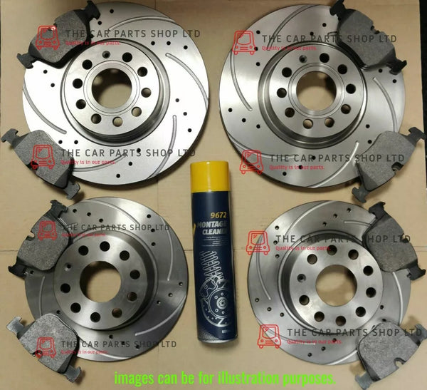 TO FIT AUDI A4 MK3 S-LINE 04-08 FRONT & REAR DRILLED & GROOVED DISCS WITH PADS