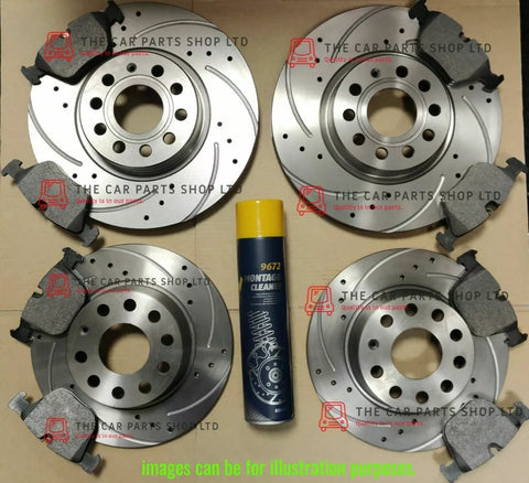 TO FIT AUDI A4 MK3 S-LINE 04-08 FRONT & REAR DRILLED & GROOVED DISCS WITH PADS