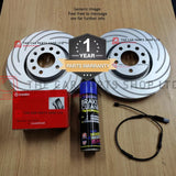 FOR BMW 118D E87 2.0 (MSPORT) COATED REAR GROOVED DISCS WITH BREMBO PADS SENSOR