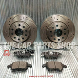 FITS VW GOLF R MK7 2013> FRONT DRILLED GROOVED DISCS & BRAKE PADS