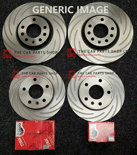 FITS VW PASSAT CC 2.0 TDI 10-14 GROOVED FRONT & REAR DISCS + TRW PADS FRONT REAR