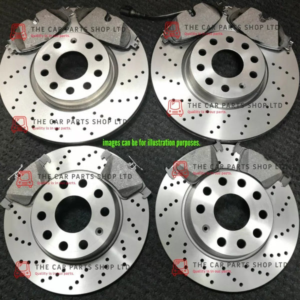 FOR AUDI A4 MK3 2004> FRONT & REAR DRILLED DISCS WITH NEW BRAKE PADS ALLROUND