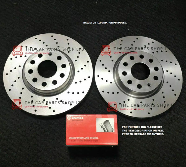 FOR BMW 118D E87 DRILLED BREMBO FRONT DISCS + BREMBO PADS AND WEAR SENSOR