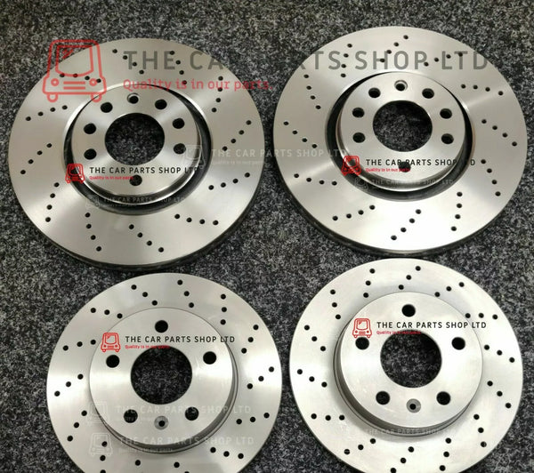 TO FIT AUDI A4 MK3 2004> DRILLED FRONT DISCS 288MM & REAR DISCS 245MM BRAND NEW