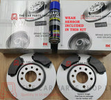 FITS MINI HATCH 1.6 R50 2001-07 NK COATED REAR BRAKE DISCS & PADS & WEAR SENSOR