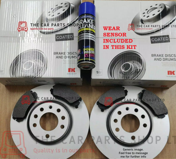 FITS MINI HATCH 1.6 R50 2001-07 NK COATED REAR BRAKE DISCS & PADS & WEAR SENSOR