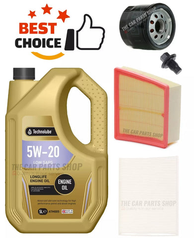 FOR FORD B-MAX 1.0 ECOBOOST MK1 SERVICE KIT 5L 5W20 & AIR OIL CABIN SUMP PLUG