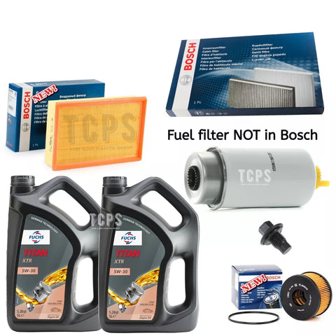 FITS FORD TRANSIT 350 2.4 TDCI MK4 FULL BOSCH SERVICE KIT WITH FUCHS 10L 5W30