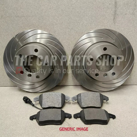 TO FIT VW GOLF R MK7 2013> REAR GROOVED BRAKE DISCS 310MM & NEW REAR PADS