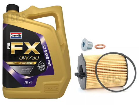 FOR FORD C MAX 1.5 TDCI 15-18 SERVICE KIT 5L GRANVILLE 0W30 + OIL FILTER & PLUG
