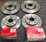 FOR VAUXHALL ASTRA H MK5 1.9 CDTI DRILLED FRONT & REAR BRAKE DISCS + BREMBO PADS