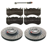 FOR MERCEDES C63 AMG W204 FRONT DRILLED BRAKE DISCS & BRAKE PADS & SENSOR