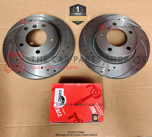 TO FIT AUDI A4 MK3 S-LINE 04-08 REAR BRAKE DISCS DRILLED AND GROOVED + TRW PADS