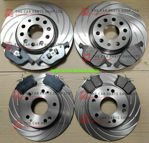 FOR VW GOLF MK6 TDI GROOVED FRONT & REAR BRAKE DISCS + BREMBO BRAKE PADS NEW