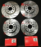 FOR VW GOLF R MK7 2013> FRONT REAR DRILLED DISCS (NOT BREMBO) & BREMBO PADS