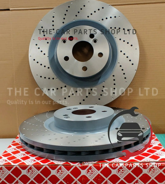FRONT PERFORATED DRILLED HIGH CARBON BRAKE DISCS PAIR FOR MERCEDES BENZ C63 AMG