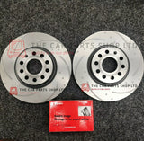 FOR VW GOLF R MK7 2013> DIMPLED & GROOVED FRONT BRAKE DISCS + BREMBO PADS