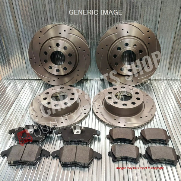 DRILLED AND GROOVED BRAKE DISCS & BRAKE PADS FOR AUDI A4 MK3 TDI S-LINE