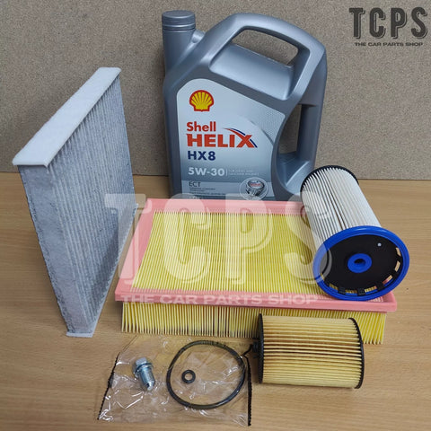 FOR VW PASSAT 1.6 TDI B8 2014 SHELL HX8 SERVICE KIT 5L 5W30 & ALL FOUR FILTERS